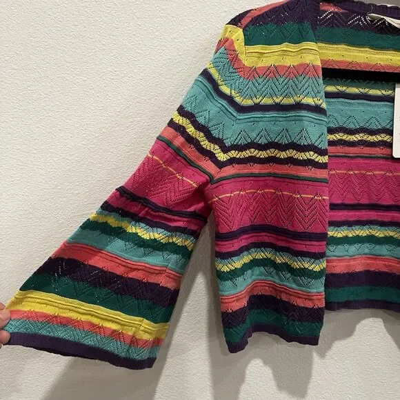 Soft Surroundings NWT Monteverde Stripe Cardigan Sweater - Size L Artsy Colorful - Picture 4 of 8